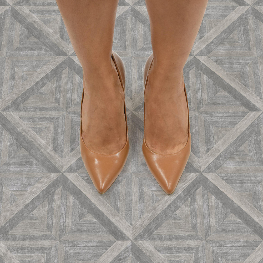 Floorpops Townhouse Grey and Taupe Peel and Stick Floor Tile 30.48 x 30.48cm 10 Pack Image 5