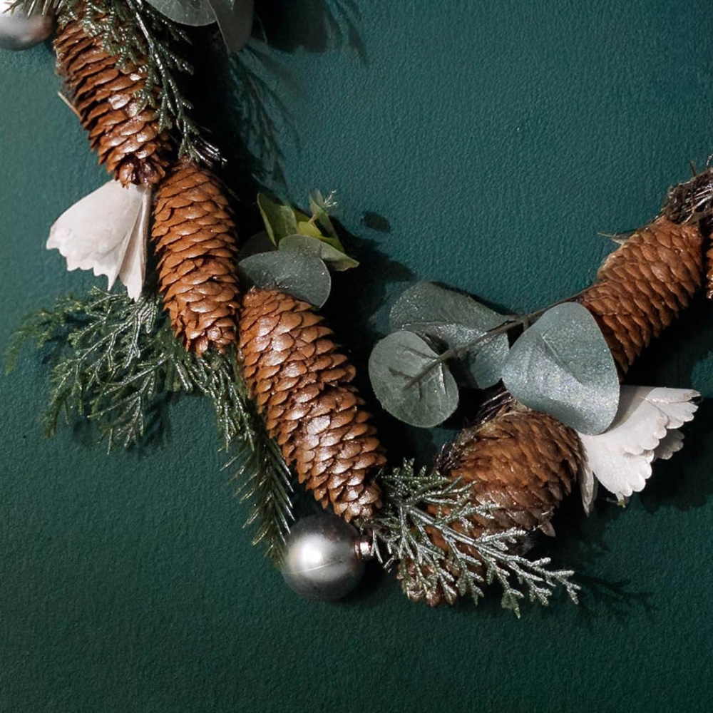 Marco Paul Pinecone Acorn Heart Artificial Christmas Wreath 30cm Image 3