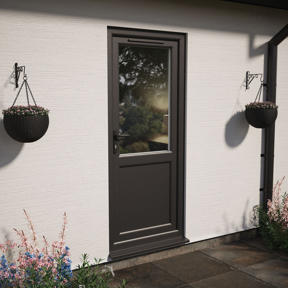 Crystal Black and White Half Glass RH Open Obscure Triple Glazed Door 920 x 2090mm Image 2