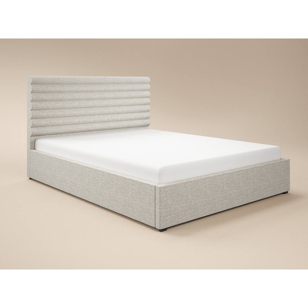 SOLACE+CO Velora King Size Beige Chenille Ottoman Bed with Panel Headboard Image 2