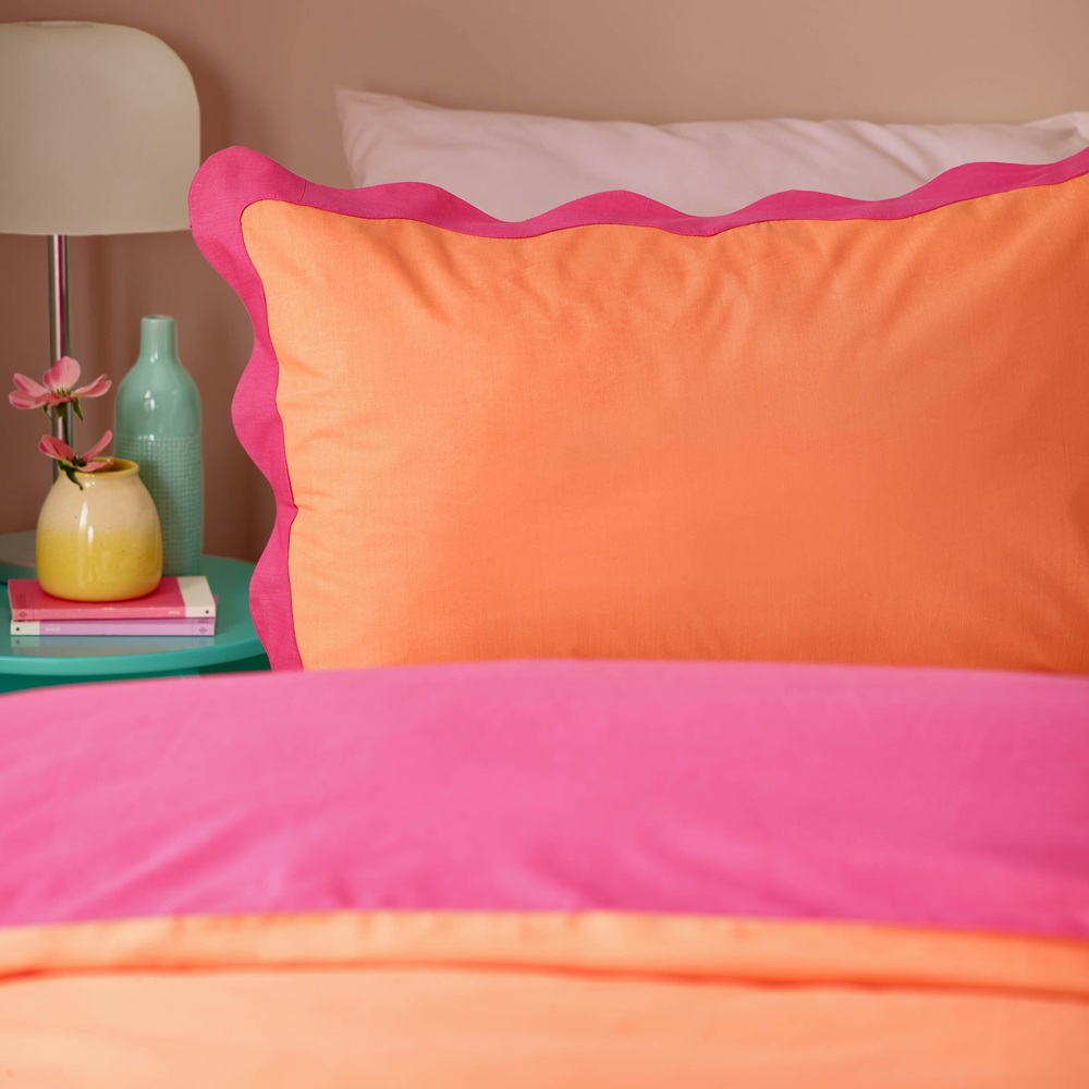 Heya Home Wiggle Double Orange Scalloped Duvet Set Image 2