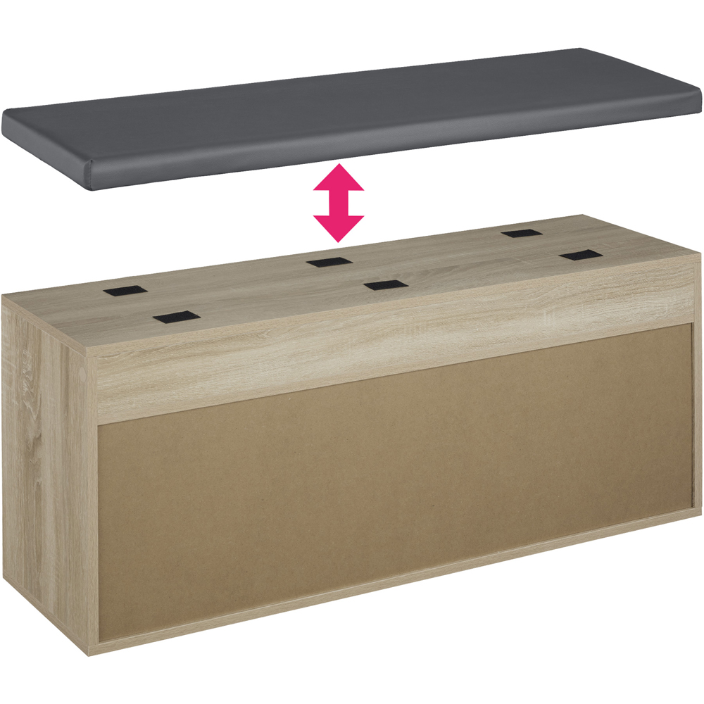 tectake Natalya 4 Compartment Oak Sonoma Shoe Bench with Soft Cushion Image 4