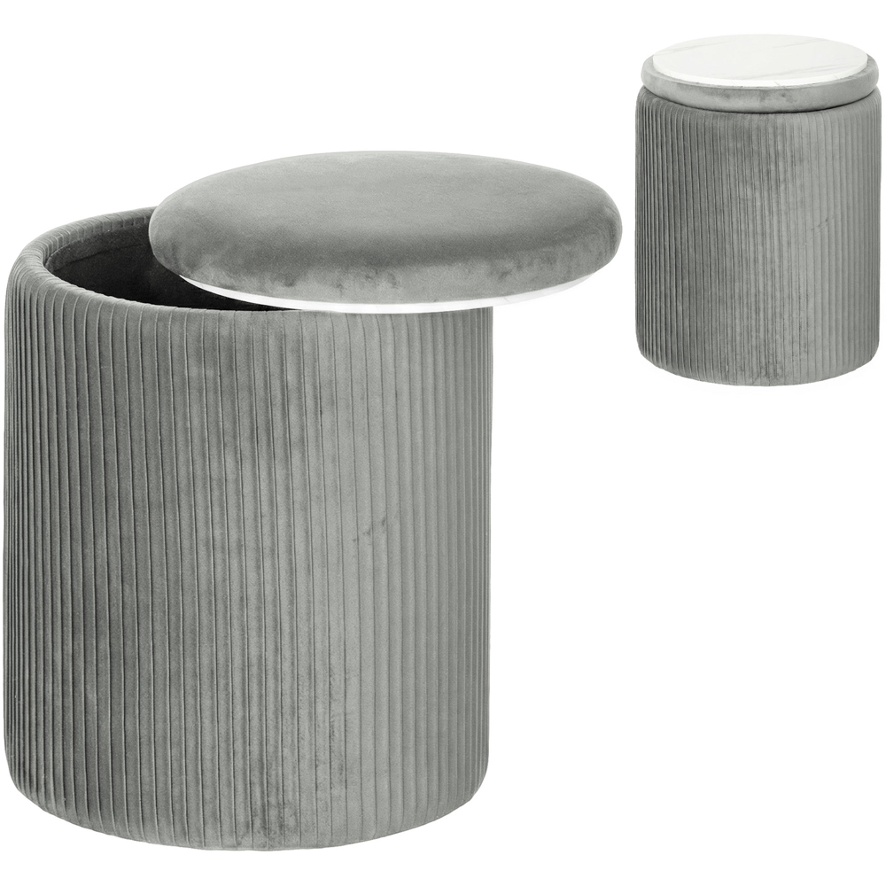 Portland Grey Round Storage Ottoman with Removable Top Image 2