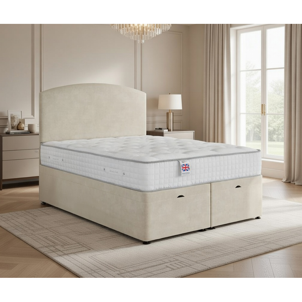 DS Living Opulence Super King Size Cream Velvet Upholstered Ottoman Bed Image 6