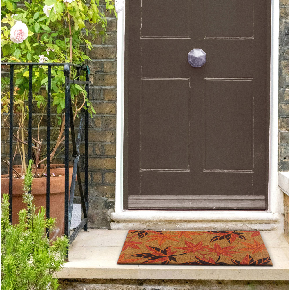 Eselle RHS Maple Leaves Orange Coir Door Mat 45 x 75cm Image 2