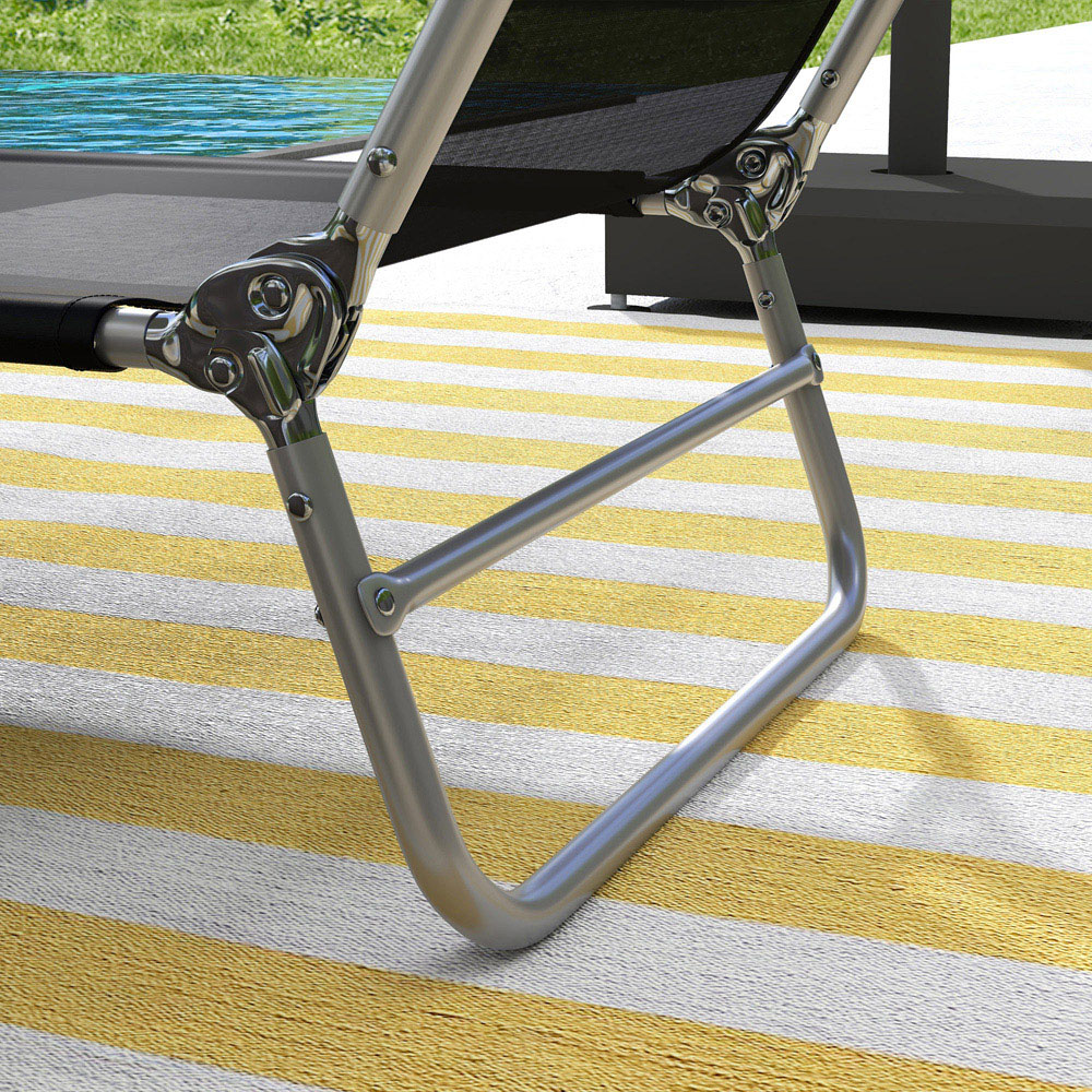 Outsunny Set of 2 Black Folding Sun Lounger with Headrest Image 3