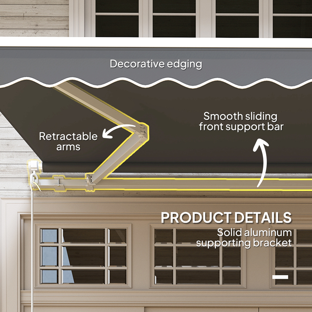 Outsunny 2.95 x 2.5m Dark Grey Retractable Awning with Crank Handle Image 7