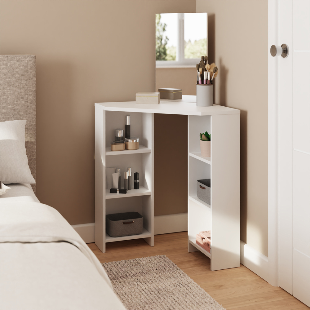 GFW Frances White Corner Dressing Table with Mirror Image 6