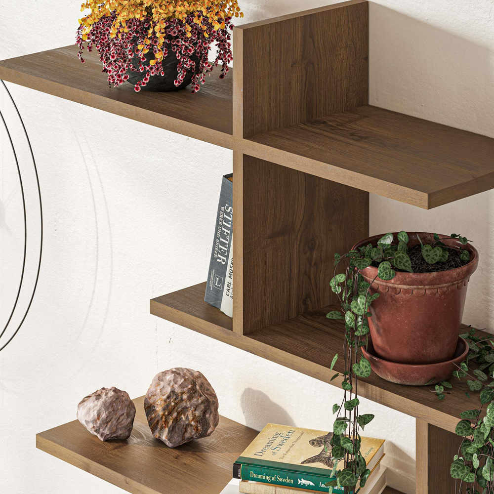 Decortie Leo Dark Oak Effect Modern Floating Shelf Image 3