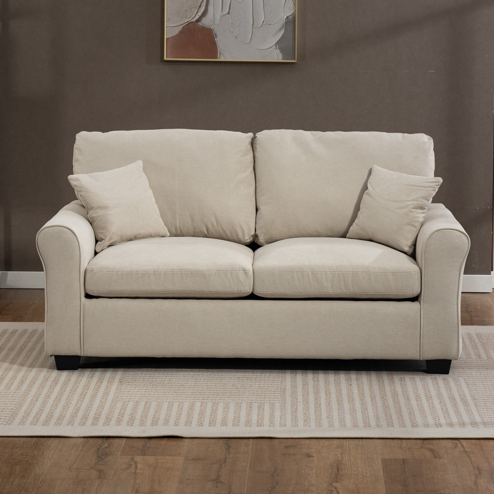 Artemis Home Lewiston 2 Seater Beige Fabric Sofa Bed Image 5
