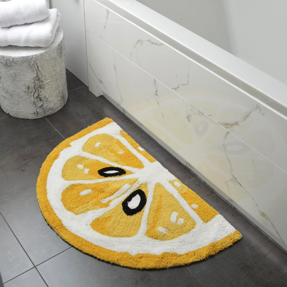 Mooky Mats Half Circle Lemon Slice Non Slip Bath Mat 50 x 80cm Image 4