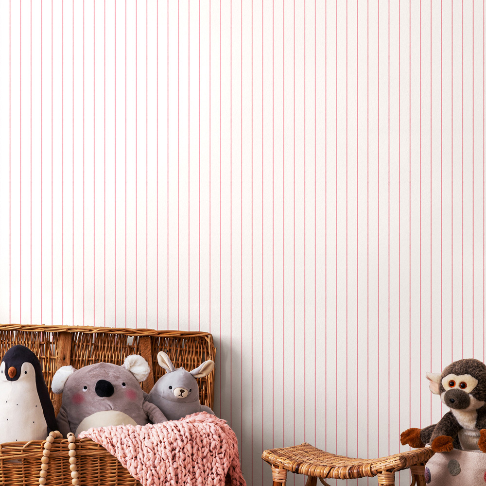Hoopla Walls Purity Scallop Stripe Pink Wallpaper Image 2
