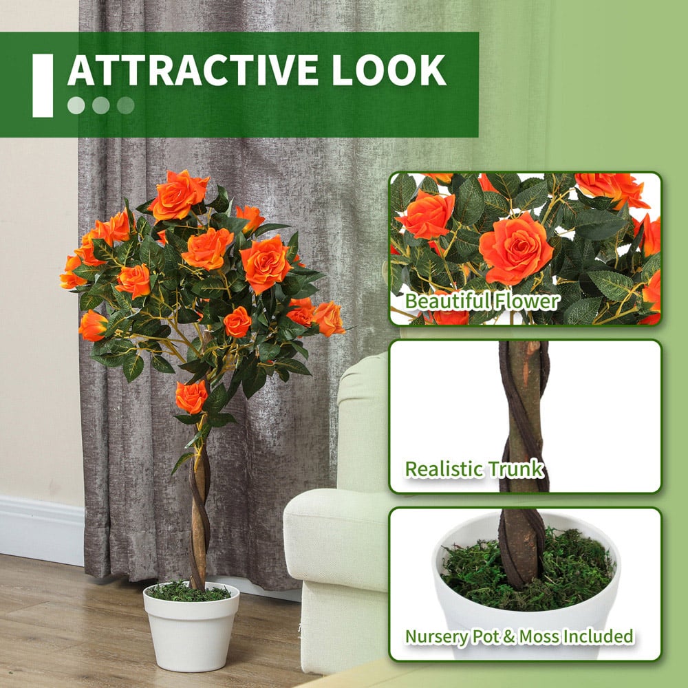 Portland Orange Rose Artificial Tree in Pot 90cm 2 Pack Image 8
