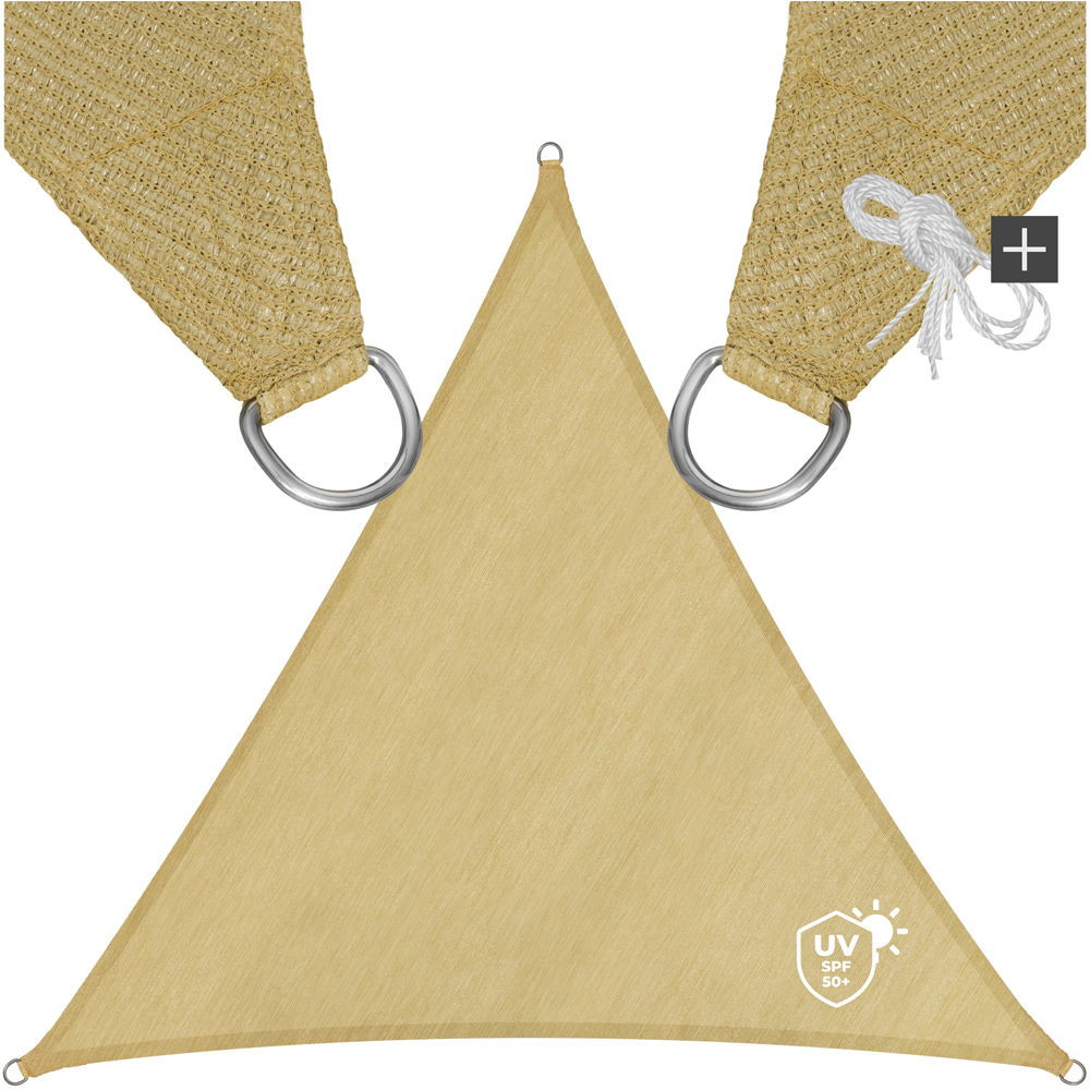 tectake Beige UV 50+ Triangular Shade Sail 300cm Image 2
