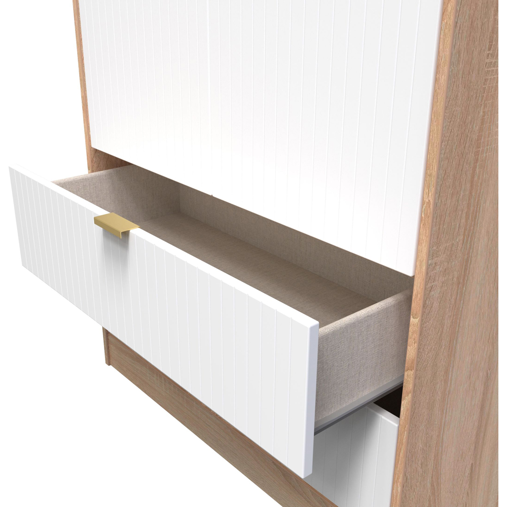 Crowndale 2 Door 2 Drawer White Matt and Bardolino Oak Wardrobe Ready Assembled Image 7