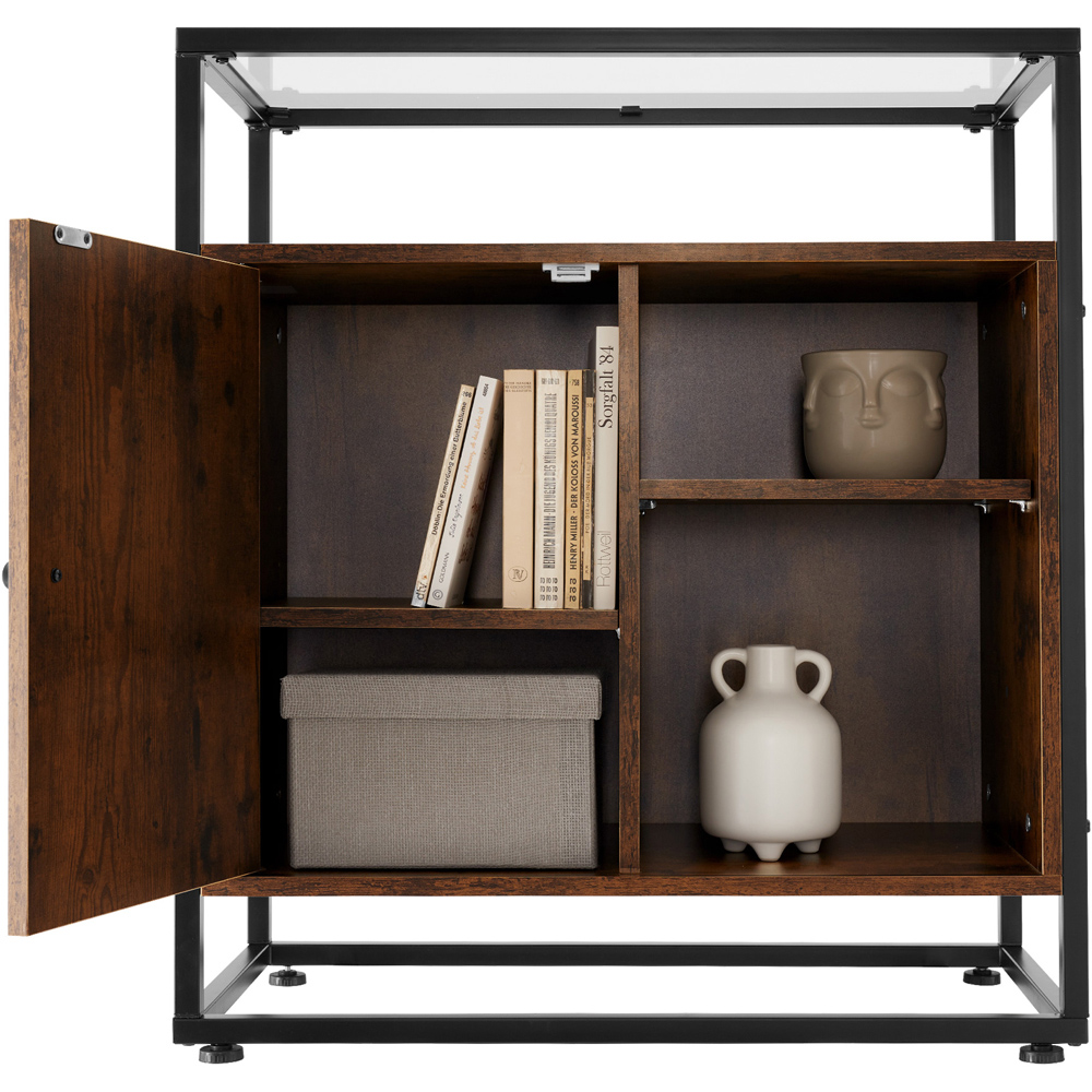 tectake Dark Wood Glass Tabletop Coventry Sideboard Image 3