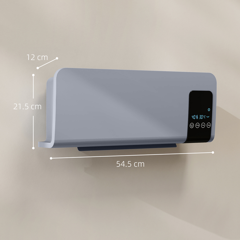 HOMCOM Grey Wall Mounted Ceramic Heater with Remote 2000W Image 9