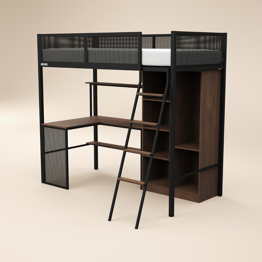 Recoil Graynite Metal Gaming High Sleeper with Shelf and Storage Image 2