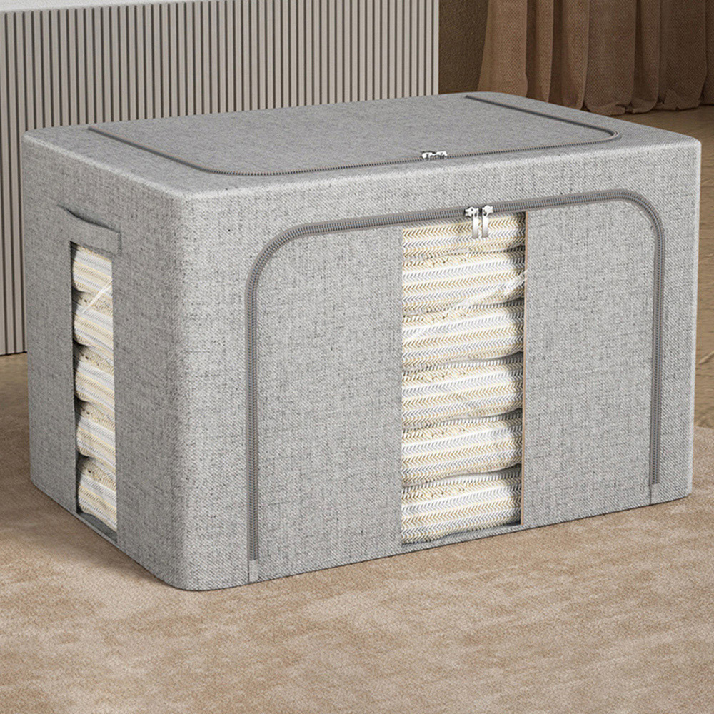 Living and Home Metal Frame Fabric Clothes Storage Box 100L Image 2