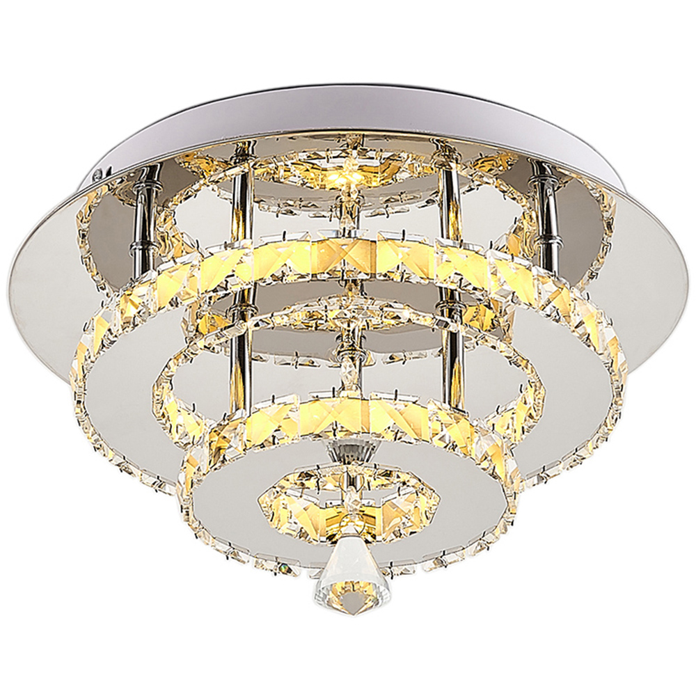 Living and Home 2 Tier Modern Crystal LED Ceiling Light Image 3