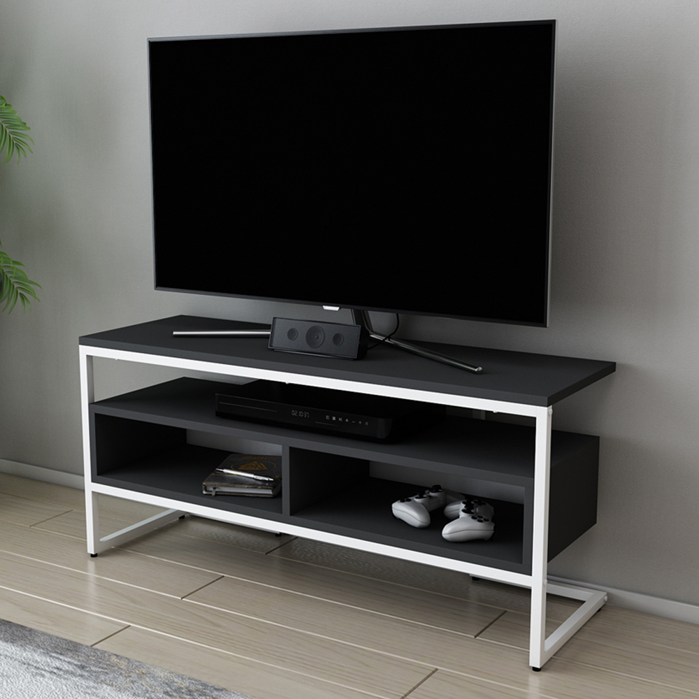Decorotika Merrion 3 Shelf White and Anthracite TV Unit Image 6
