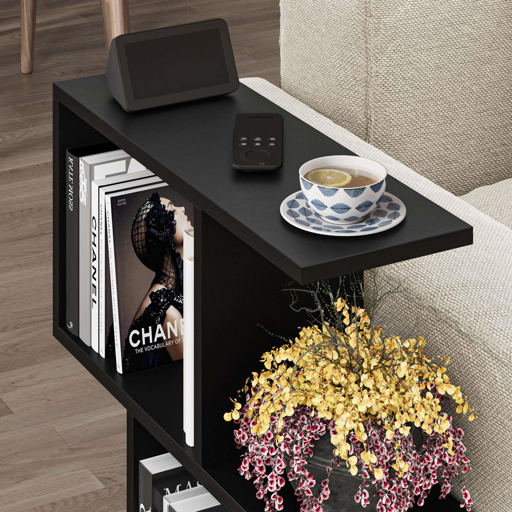 Decortie Homemania 4 Shelf Black Bute Wooden Side Table Image 5