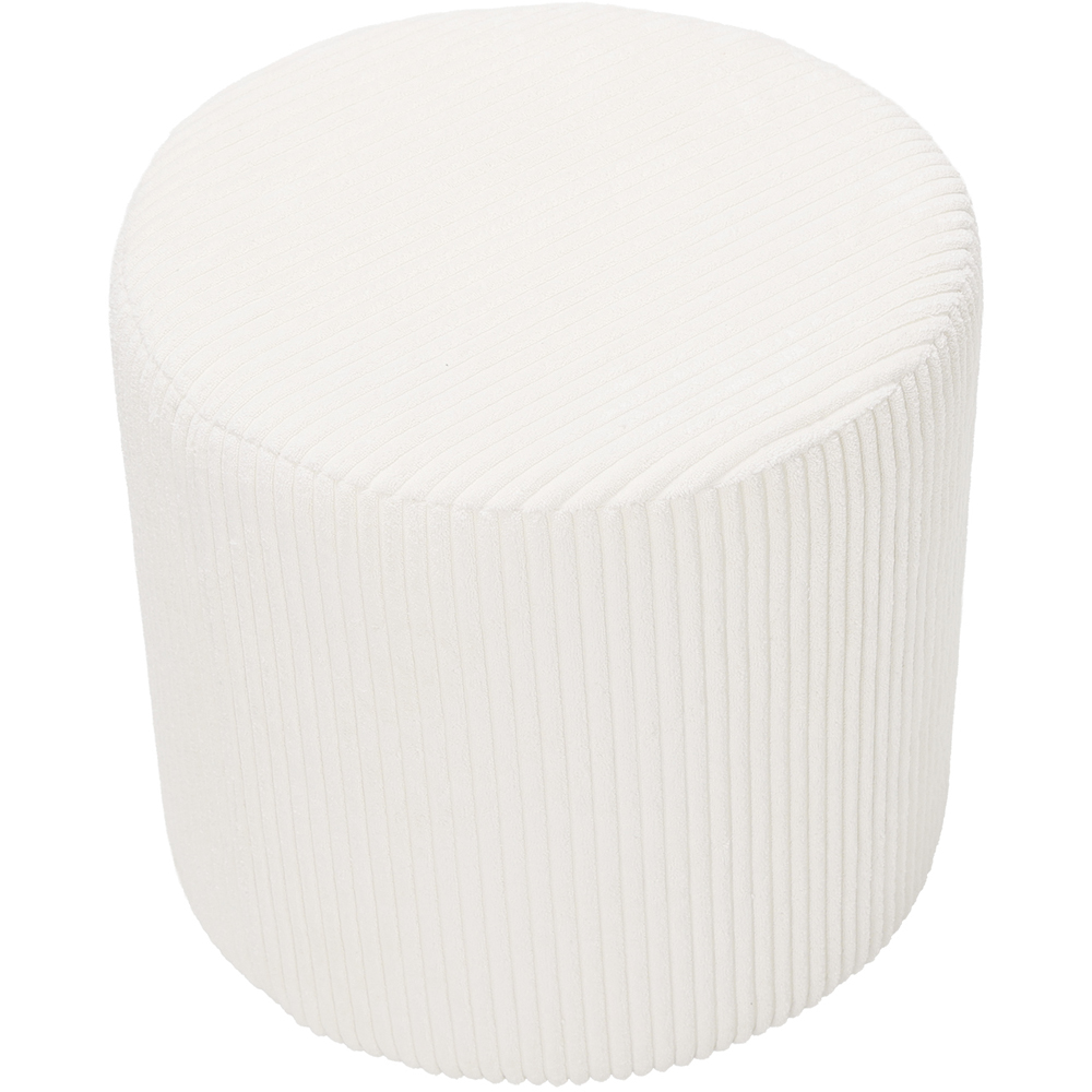 Living and Home Beige Corduroy Ribbed Upholstered Round Footstool Image 5