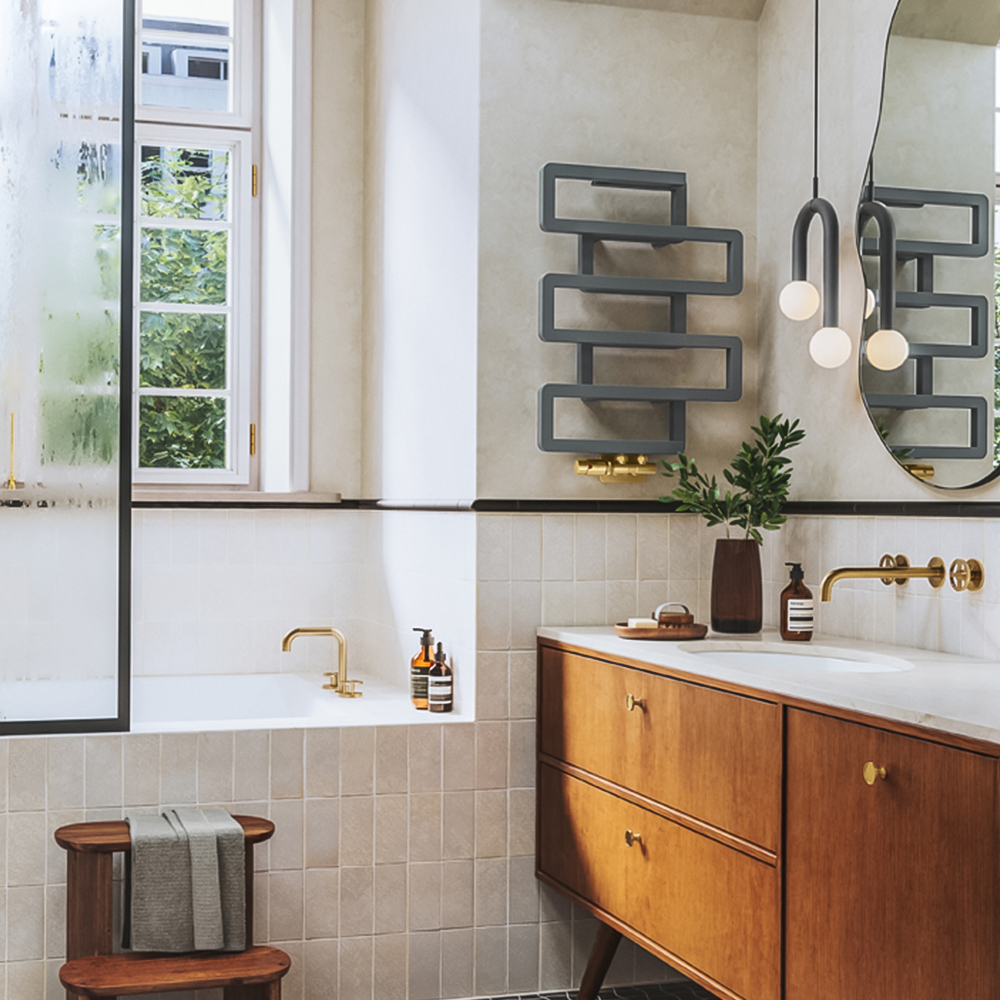 Terma Bookie Storm Sky Grey Heated Towel Rail 655 x 500mm Image 8