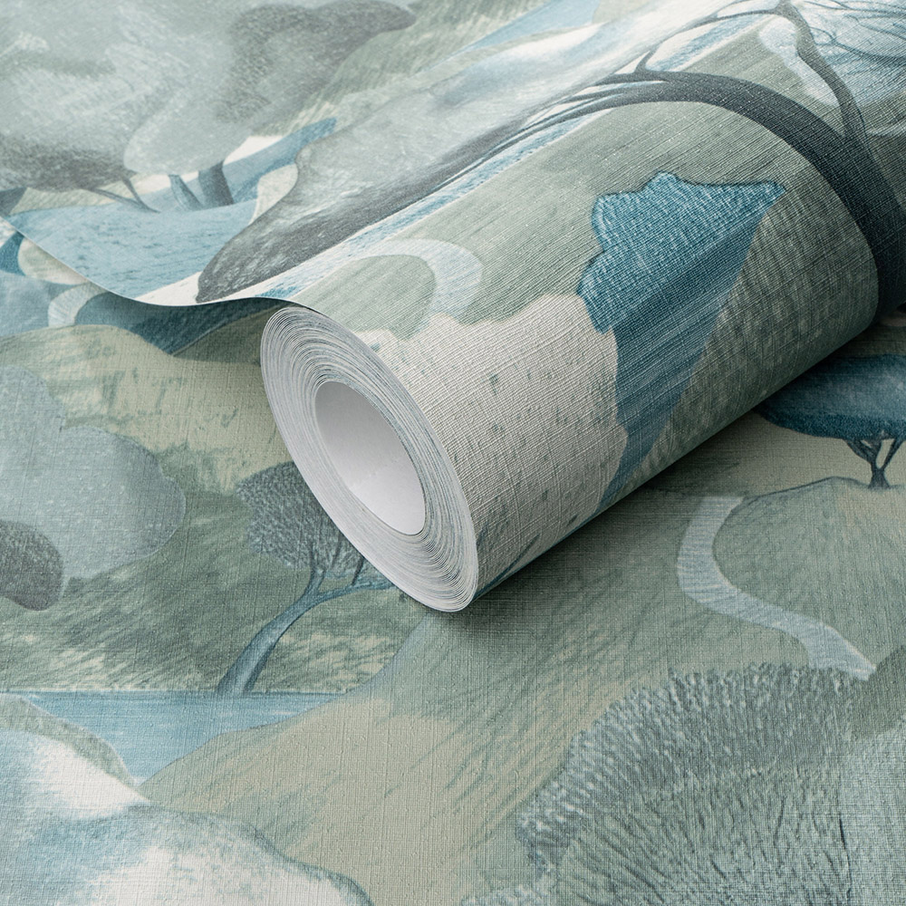 Erismann Tree Landscape Blue Vinyl Wallpaper Image 3