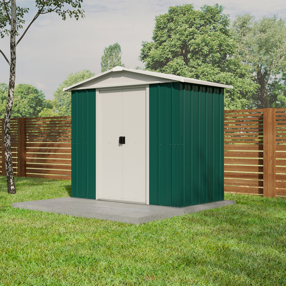 Yardmaster 6.8 x 4.6ft Emerald Green Metal Apex Storage Shed Image 2