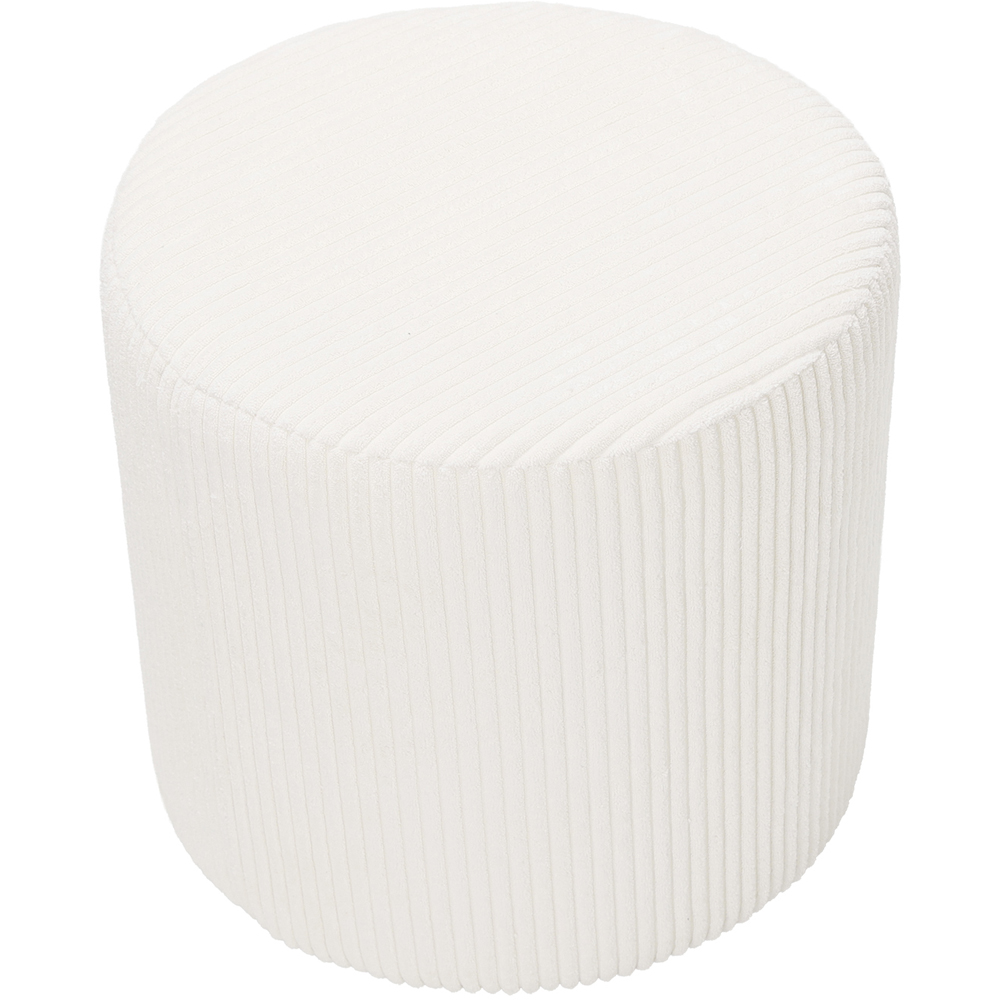 Living and Home Beige Corduroy Ribbed Upholstered Round Footstool Image 6