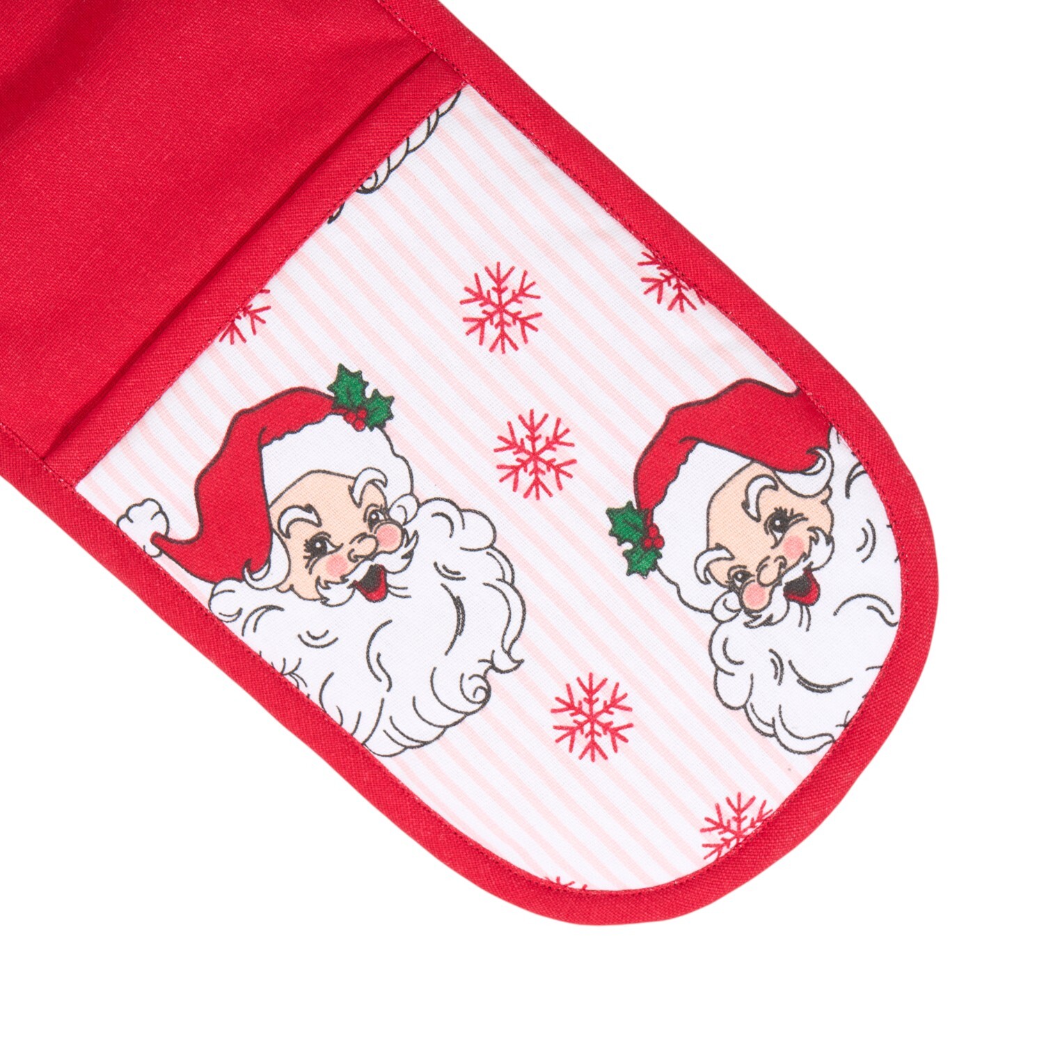 Santa Print Double Oven Glove Red Image 6