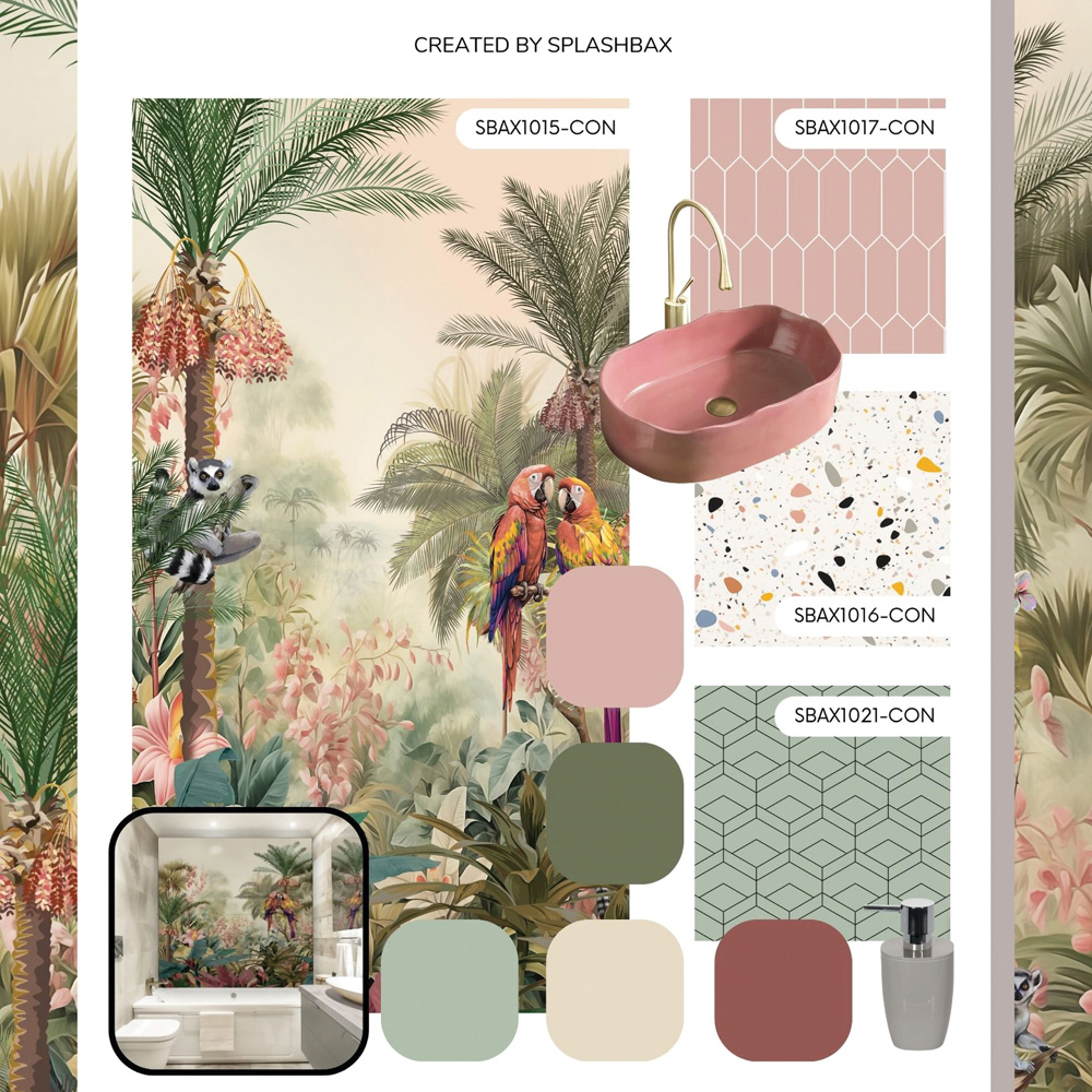 Splashbax Premium Artisan Tropical Oasis Acrylic Bathroom Wall Panel 2400 x 900mm Image 8