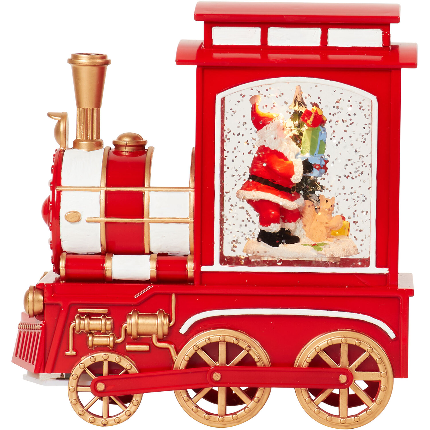LED Glitter Spinning Santa's Train - Red Image 5
