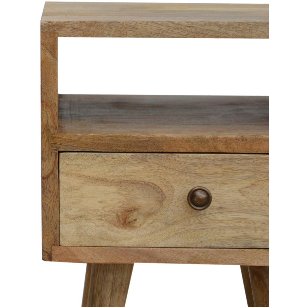 Artisan Furniture Oak-ish Single Drawer Single Shelf Solid Wood Mini Bedside Table Image 5