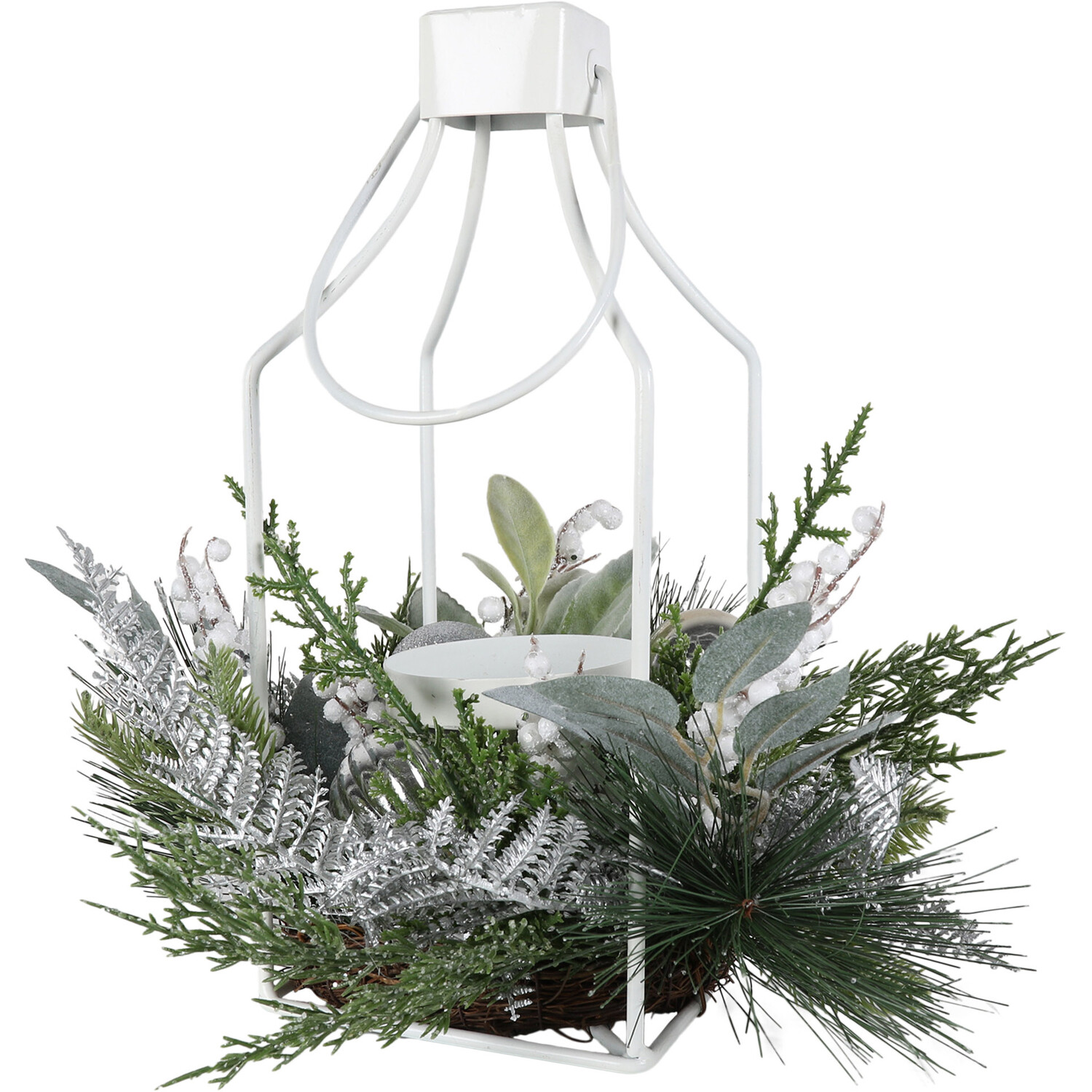 White Bauble Floristry Candle Holder Image 2