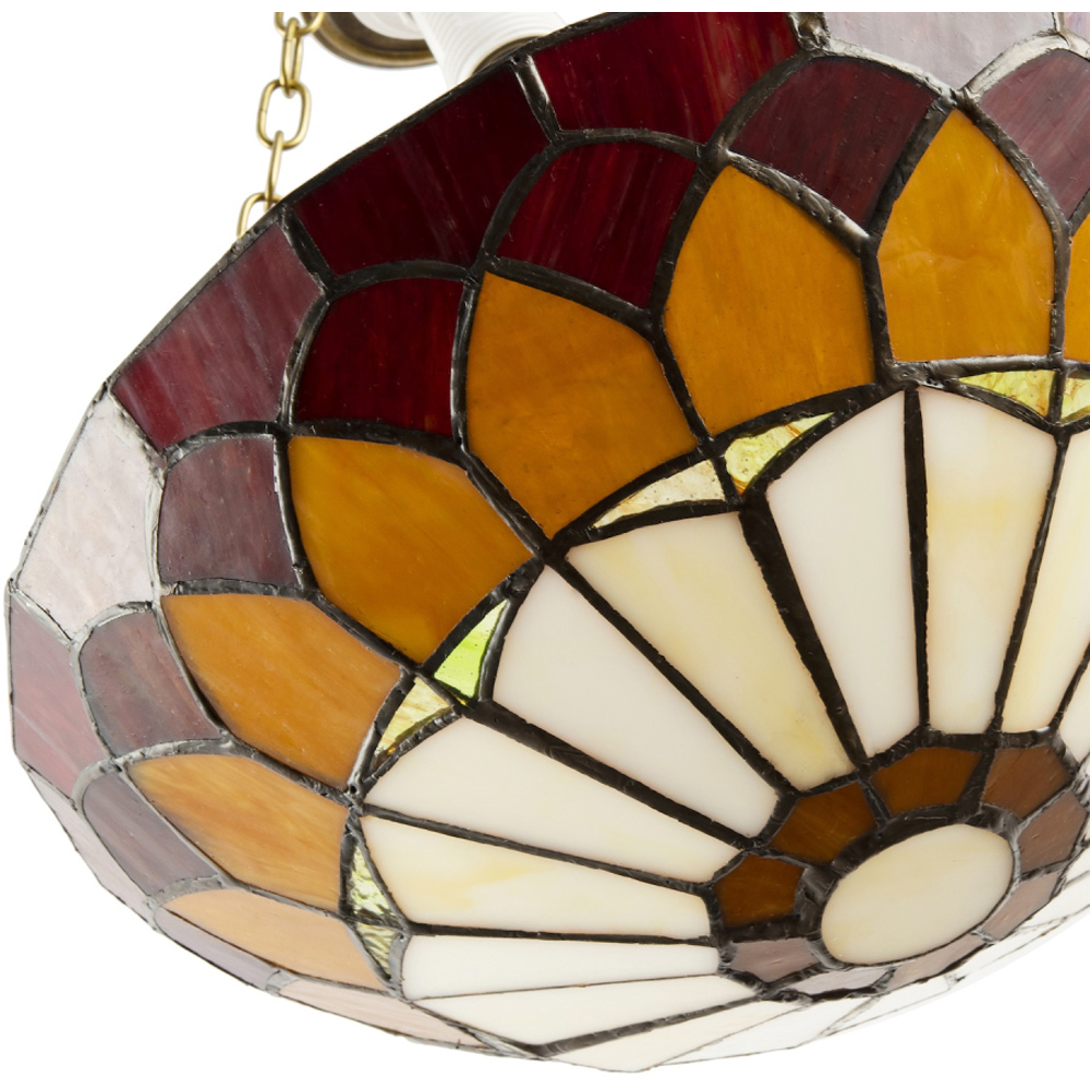 Happy Homewares Amber and Red Stained Glass Domed Pendant Lamp Shade Image 5
