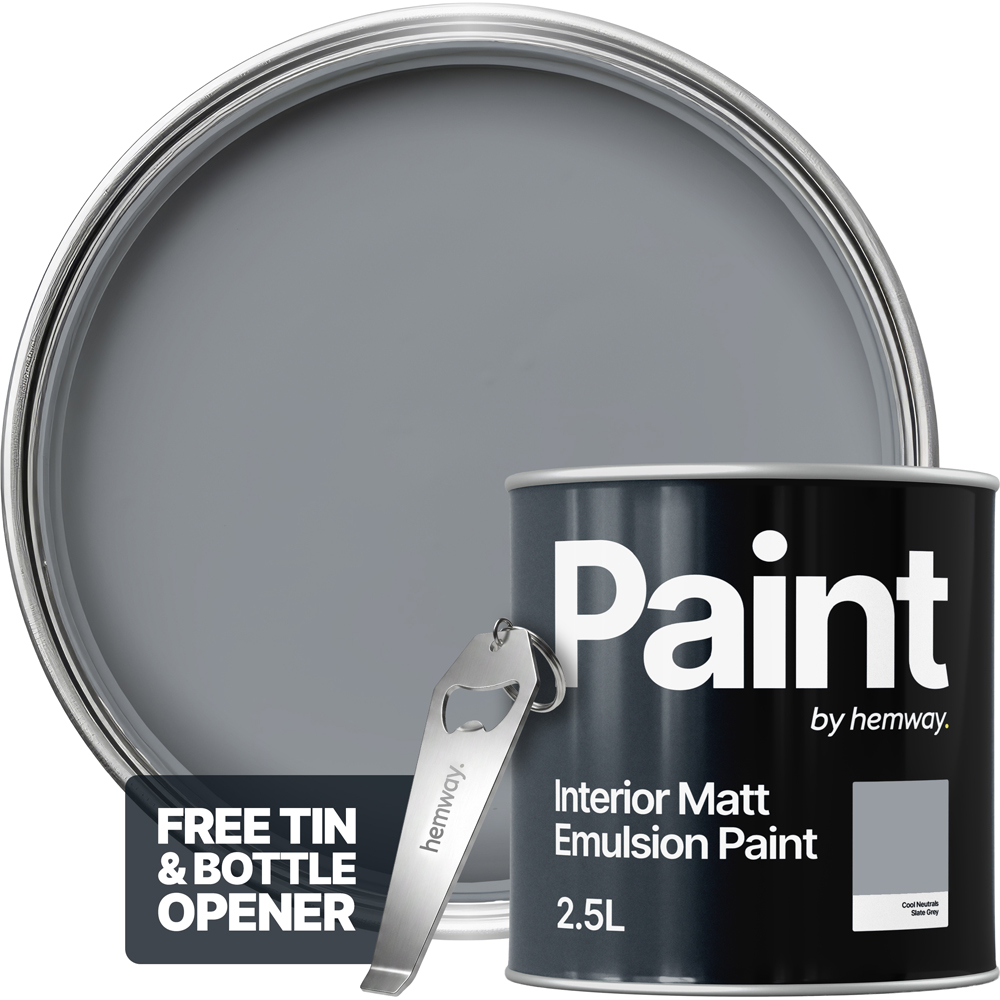 Hemway Slate Grey Interior Matt Acrylic Emulsion Paint 2.5L Image 4