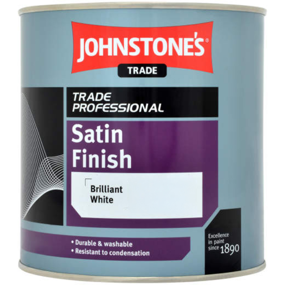 Johnstone's Trade Brilliant White Satin Paint 1L Image 2