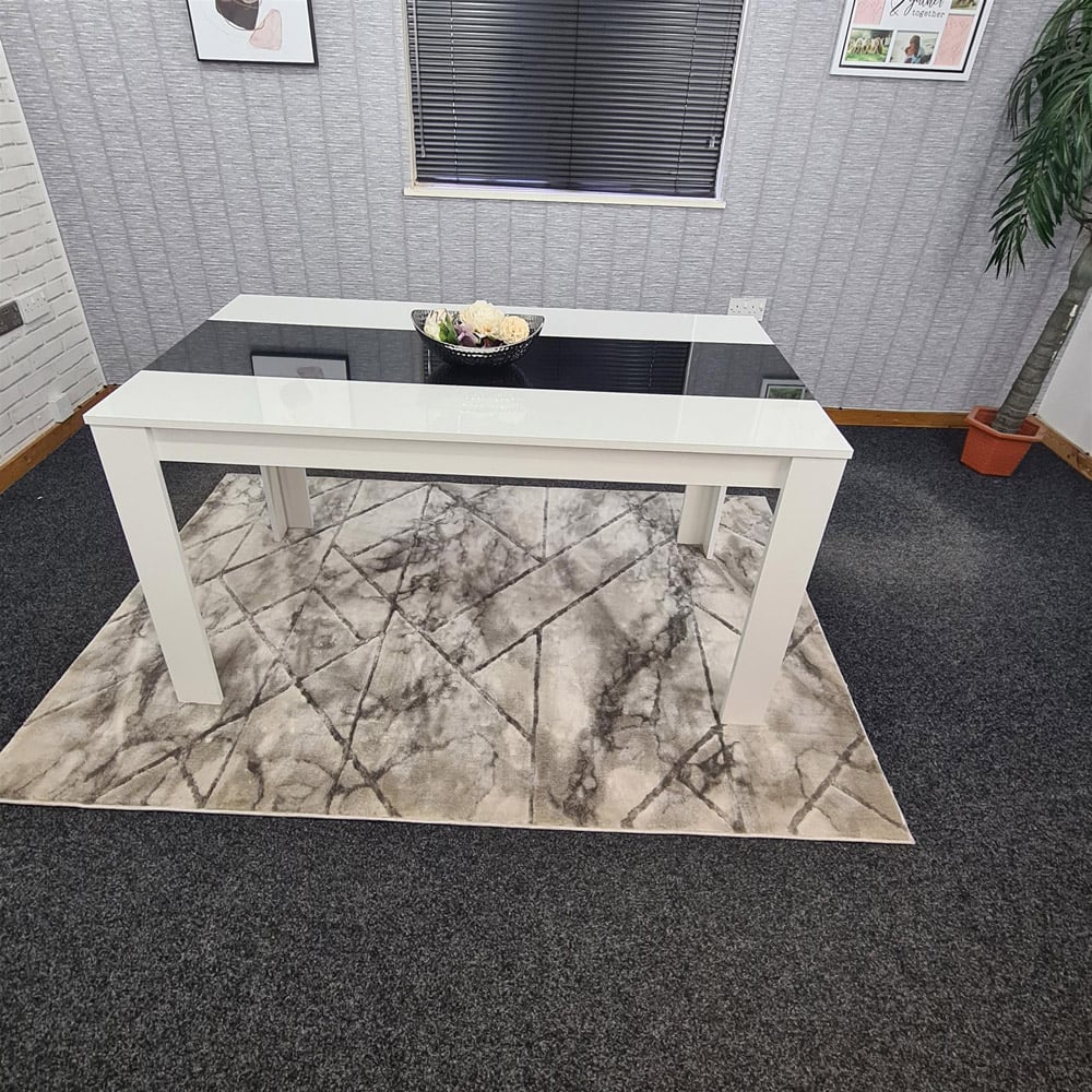 Portland 6 Seater Square Dining Table White and Black Image 5