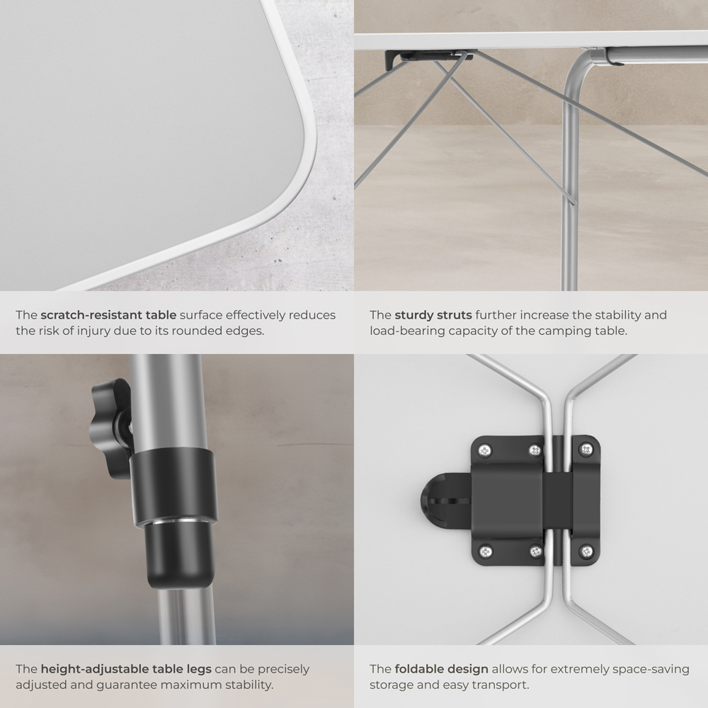 tectake Grey Foldable Camping Table Image 3