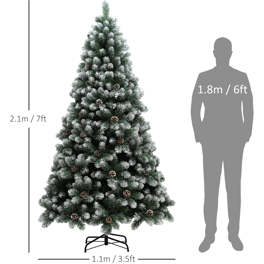 Everglow Snow Dipped Green Artificial Christmas Pine Tree with Pinecones 7ft Image 7