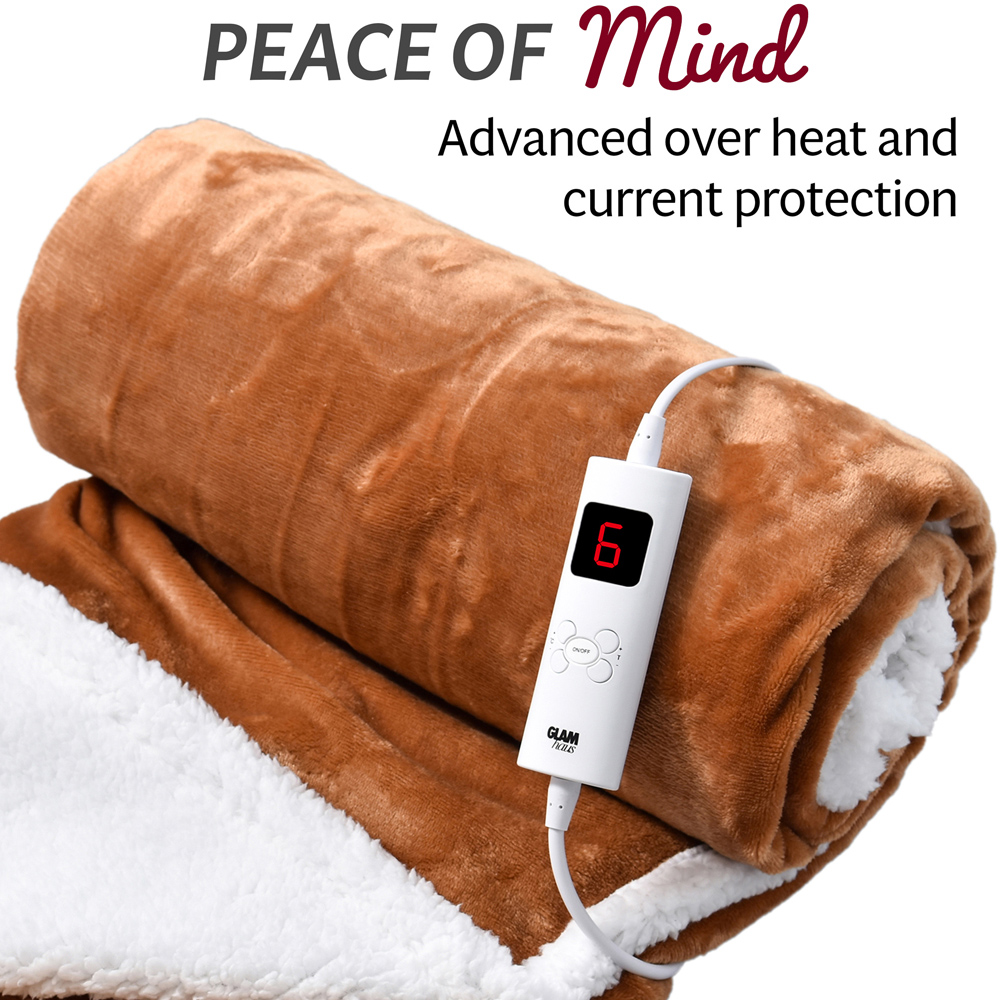 GlamHaus Tan Electric Heated Throw 160 x 130cm Image 6