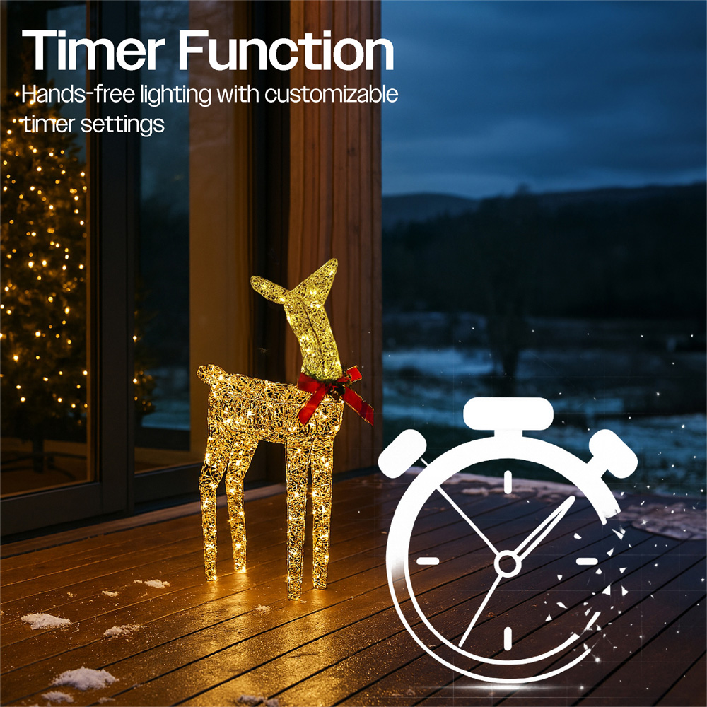 Xmas Haus Gold 250 Warm White LED Head Up Deer Christmas Decoration 2ft Image 8