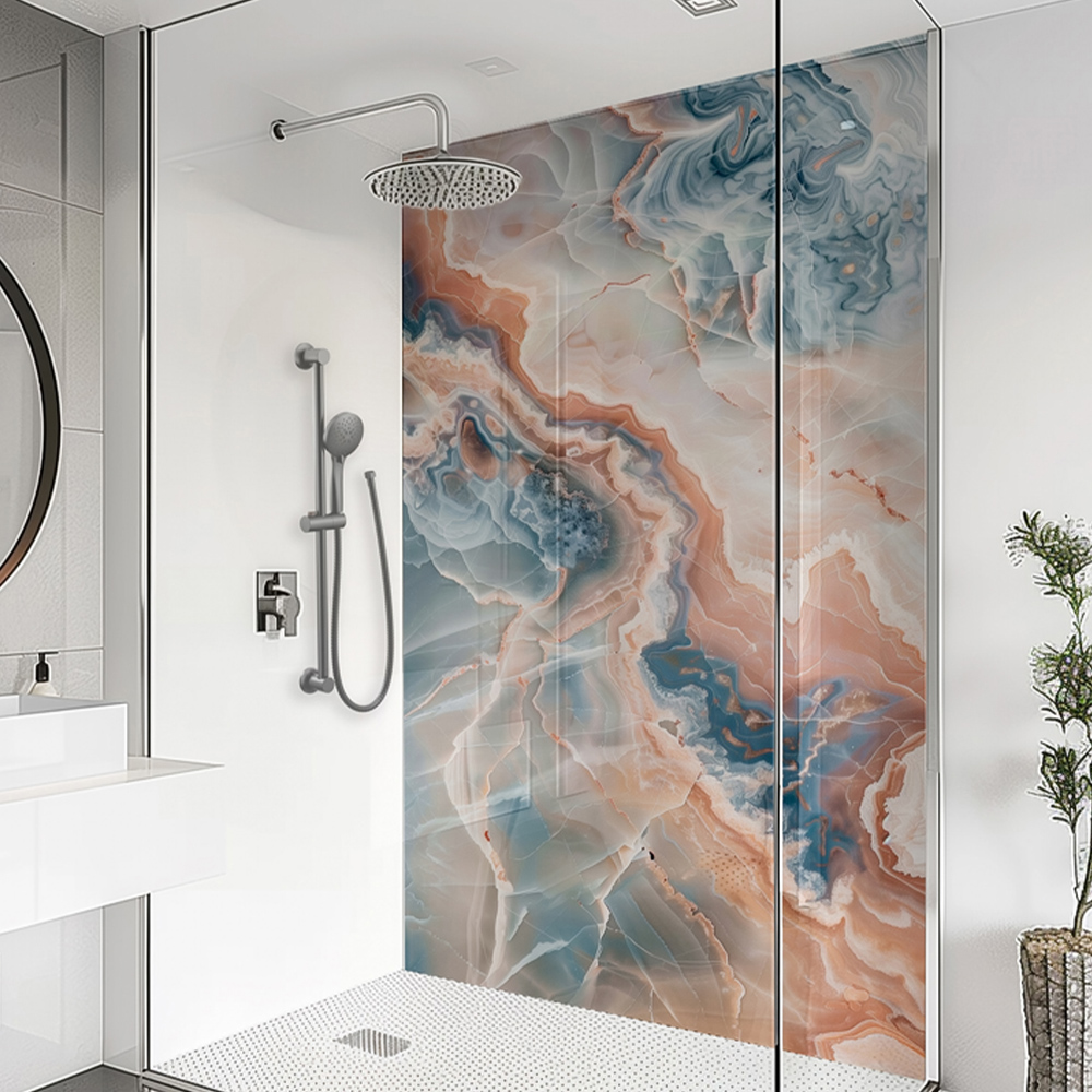 Splashbax Premium Artisan Onyx Summer Sky Di Bond Shower Panel 2400 x 800mm Image 1