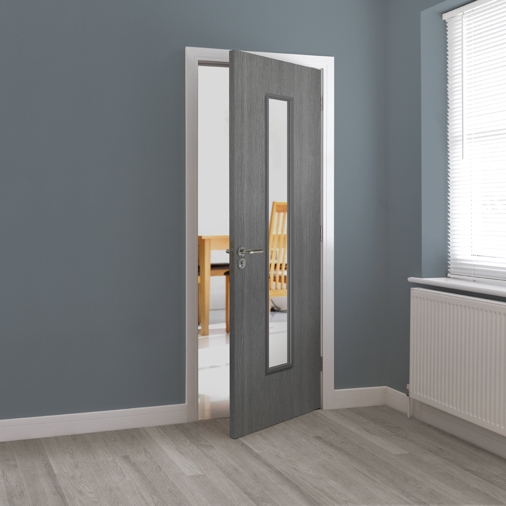 JB Kind Pintado Plain Flush Grey Glazed Internal Door 1981 x 838mm Image 2