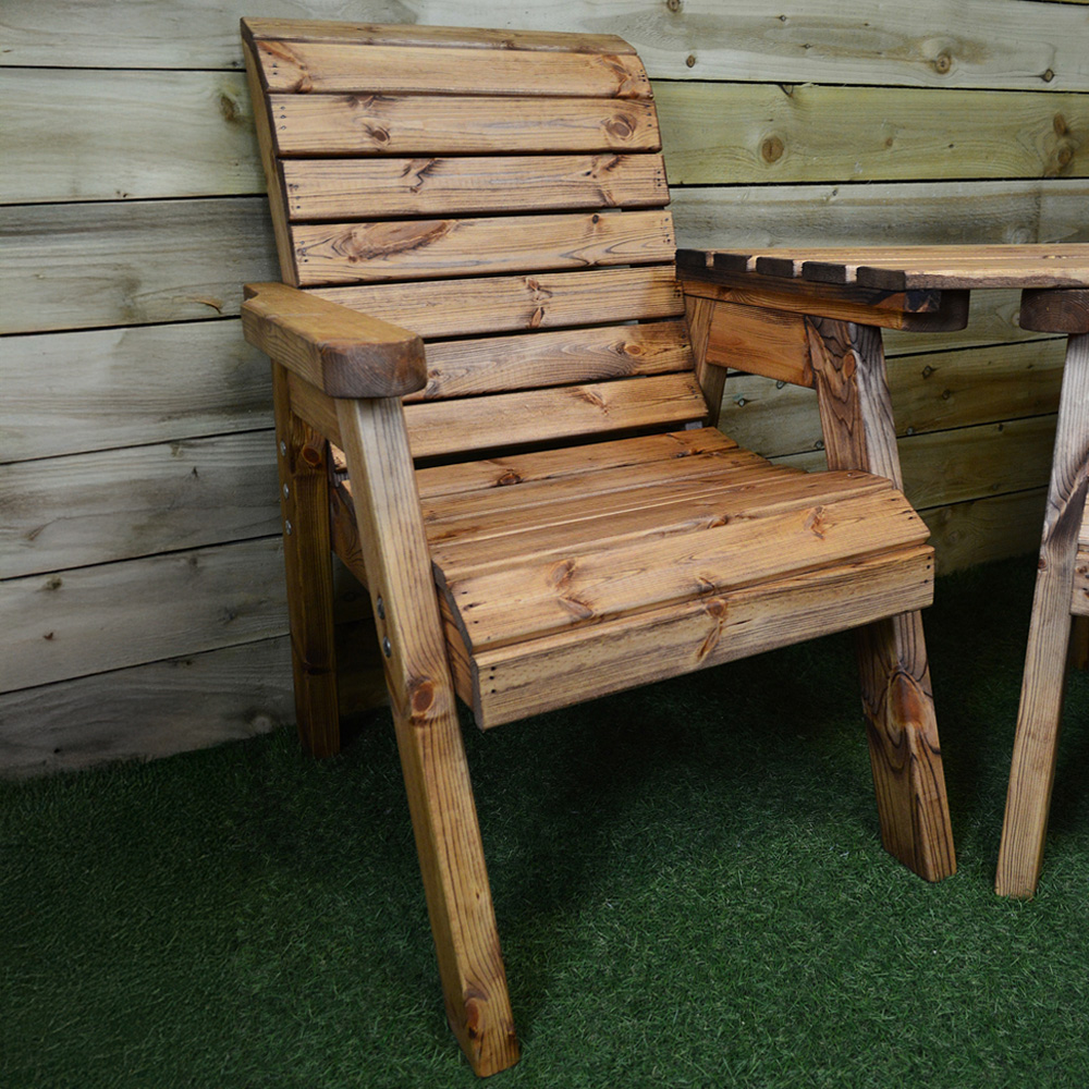 Samuel Alexander Handmade 5 Seater Chunky Rustic Wooden Garden Furniture Set Image 4