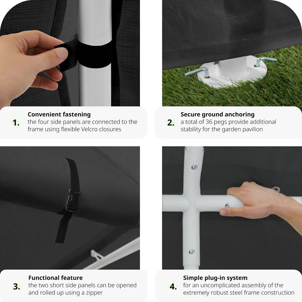 tectake Mammut 8 x 4m Grey Weather and UV Resistant Panel Gazebo Image 5
