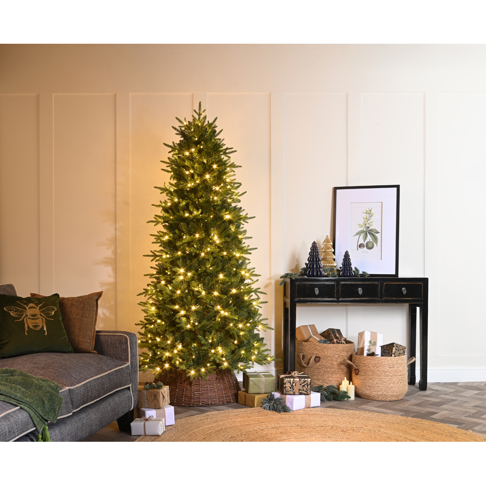 Festive Warm White LED Pre-Lit Starlight Lake Fir Slim Artificial Christmas Tree 6ft Image 2