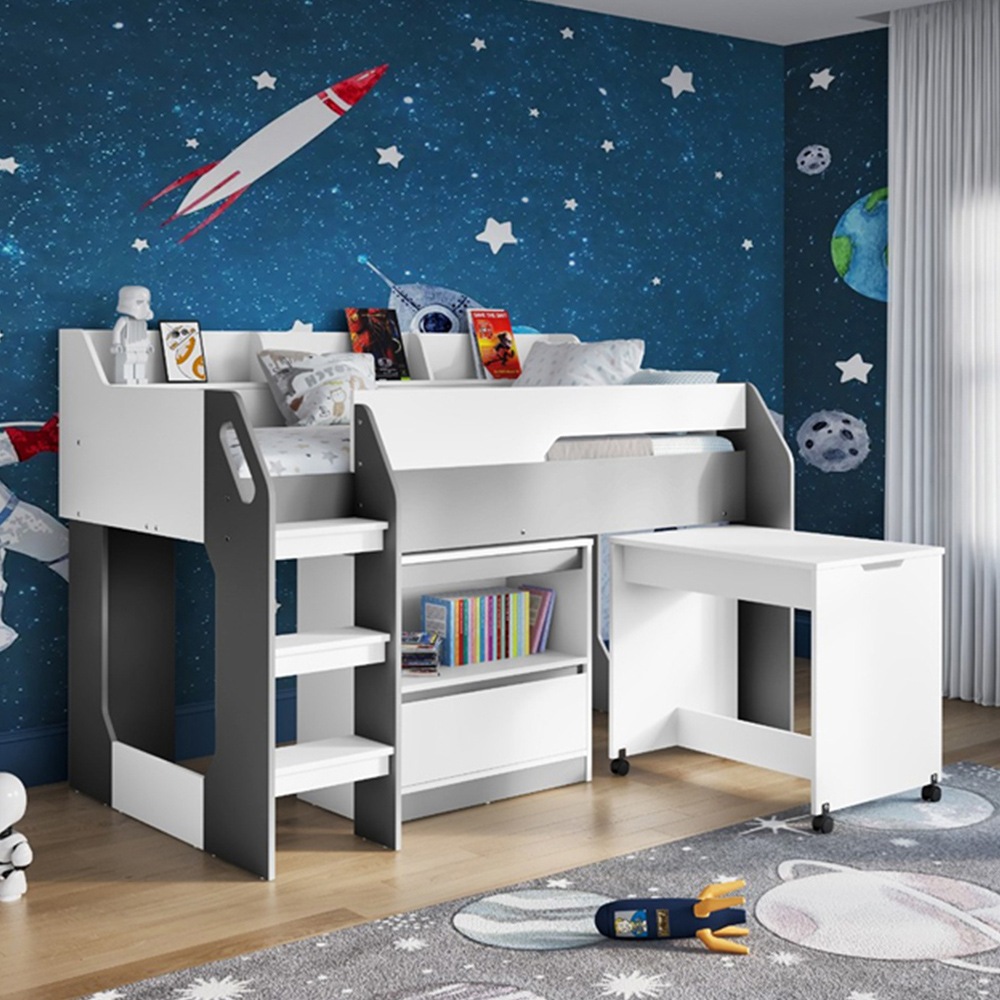 Flair Lulu Single White and Grey Mid Sleeper Bed Image 4